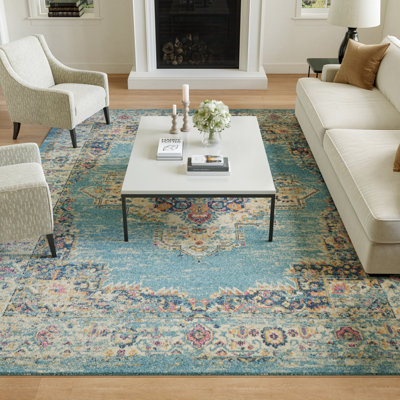 Abbate Oriental Light Blue /Ivory Area Rug