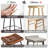 25.5''H Faux Leather Counter Stools for Kitchen Island Set of 2, Backless Saddle Counter Height Bar Stools with Metal Frame & Footrest, Yellow Brown-1316300797