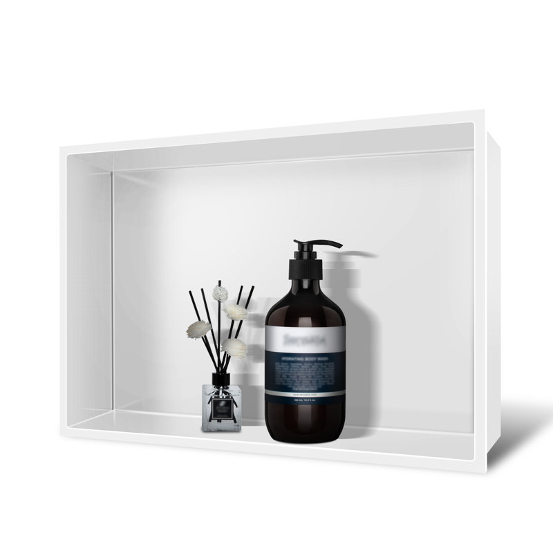 8 po X P 12 po H x 4 po D Shampoo - Savon standard double niche en noir mat, Blanc