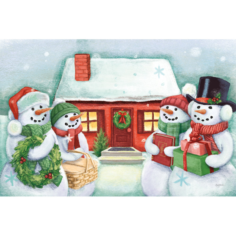 Bonhommes de neige classiques III, Non, H 8 po x l 12 po, Toile tendue