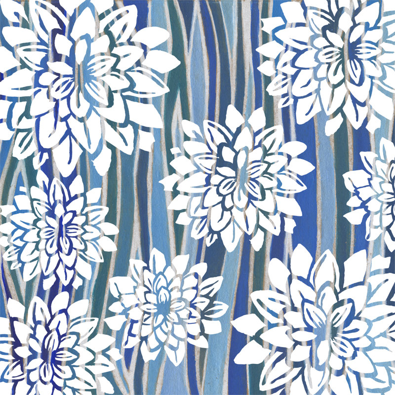 Striped Dahlias I by Grace Popp - Wrapped Canvas Painting, 30cm H x 30cm W