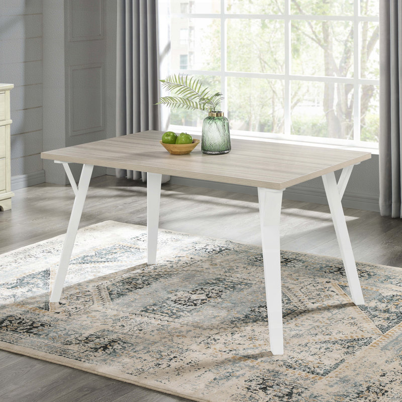 Table de salle à manger rectangulaire contemporaine - blanc et bois naturel deux tons