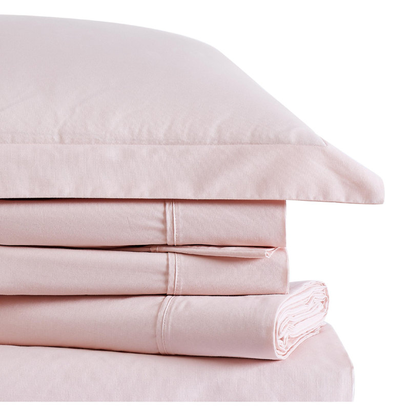  Ensemble de draps 100% coton 200 fils Classic, Ensemble de draps pour lit simple TG avec 1 taie d, Rougir