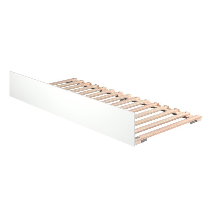 Lit gigogne escamotable en bois massif Rasnick, Blanc, Simple