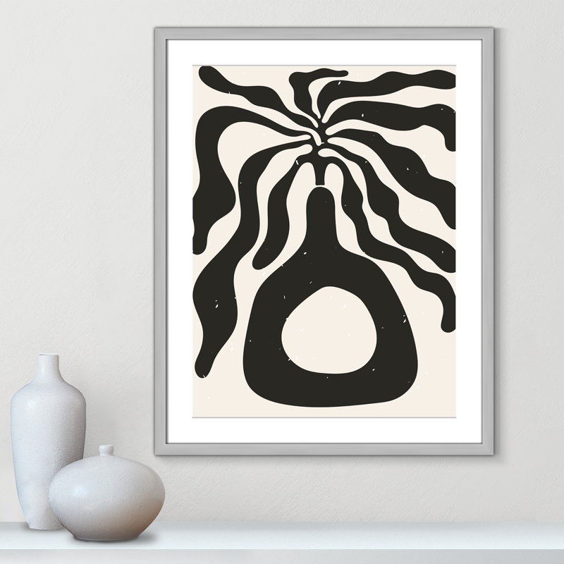«Henri Matisse», reproduction d'algues noires par Stanley, L 23,5 po x H 29,5 po, Imprimé mat, Argent mat