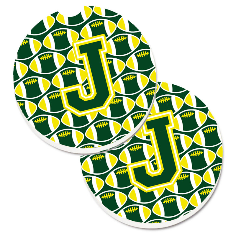 Sous-verre de football, J, Vert / Jaune