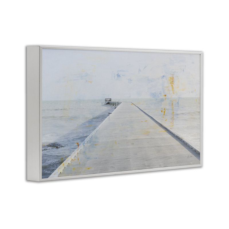  Pier View Distress Accents, estampe numérique par Deborah Revell, H 12 po x l 18 po, Giclée encadrée blanc bord de mer