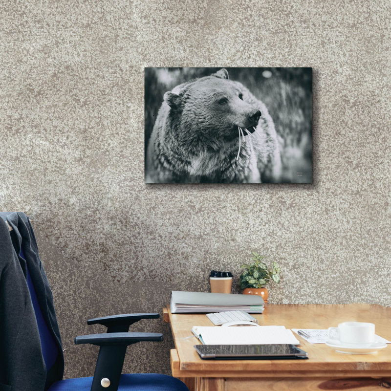 «Grizzly Snack» par Nathan Larson, art mural sur toile, H 18 po x l 26 po
