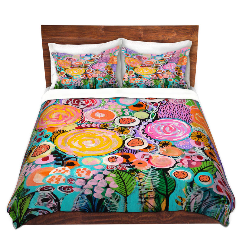 Polyester Floral Duvet Cover, 1 Queen Duvet Cover + 2 Standard Shams