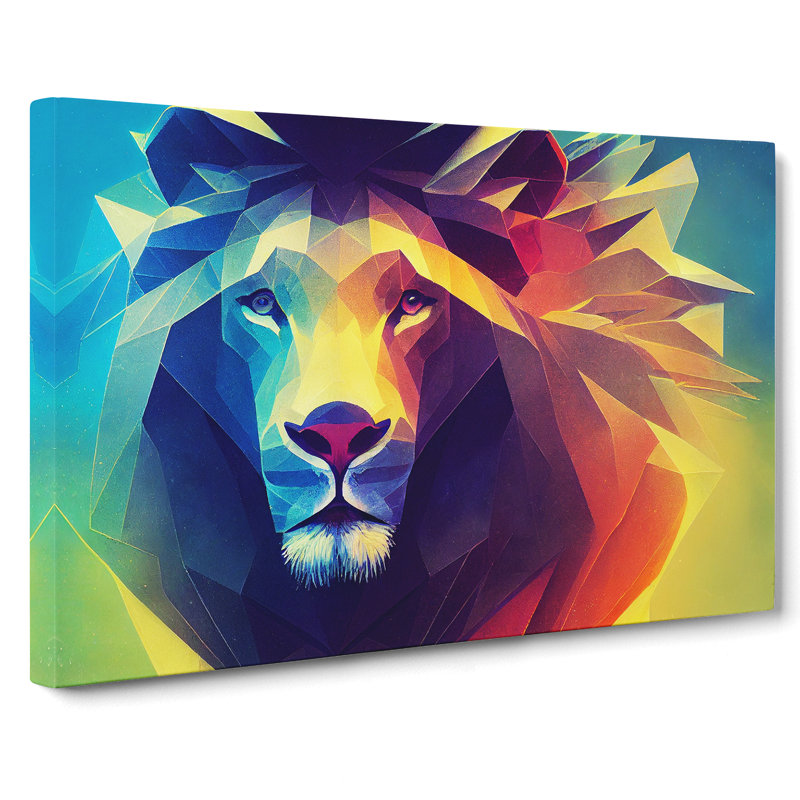 Illuminated Abstract Lion - Wrapped Canvas, 35cm H x 50cm W x 3cm D