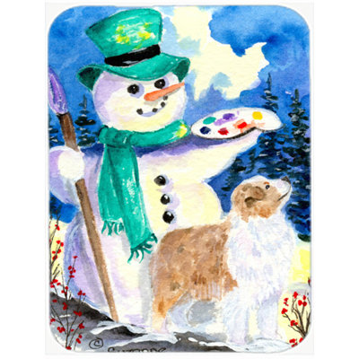 Niam with Australian Shepherd Glass Cutting Board