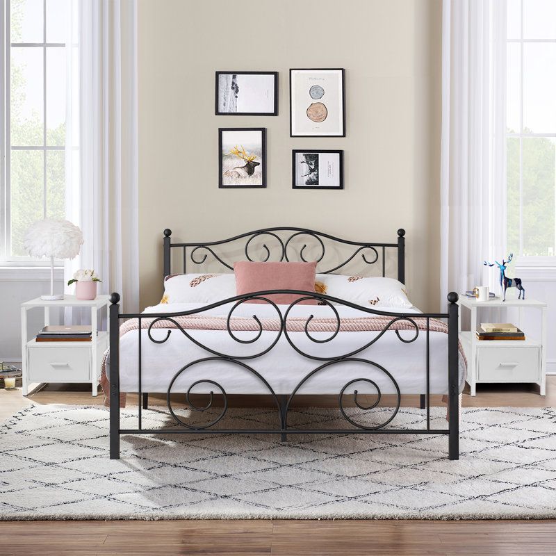 Auxter Steel Piece Bedroom Set, Full, White