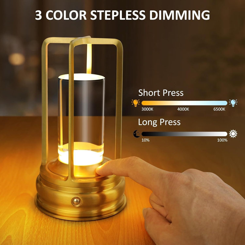 Lampe de table à DEL rechargeable sans fil 2 pièces avec contrôle tactile, gradation 3 couleurs