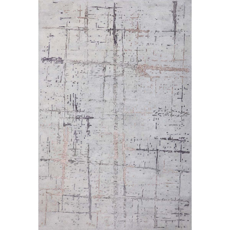 Tapis gris et multicolore noué à la main de haute qualité, Rectangle 3 pi x 6 pi