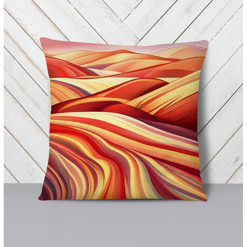 Throw Pillow With Insert, Red/Beige Striped/Abstract 3, 20"H x 20"W