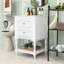 Meuble-lavabo avec lavabo en céramique, 2 tiroirs et tablette ouverte-131200072