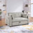 Luelle 57"W Corduroy Convertible Sleeper Loveseat With Cupholders, USB Ports, Magazine Pockets, Pillows, Tufting-1988895378-1997050930