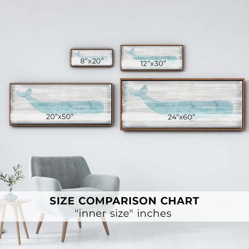 Whale IV- Framed Canvas, 20" H x 50" W