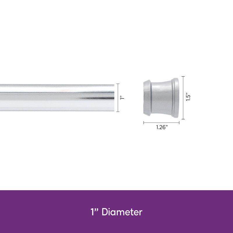Wayfair Basics Burwell 42-72 Inch Adjustable Straight Tension Shower Curtain Rod, Chrome