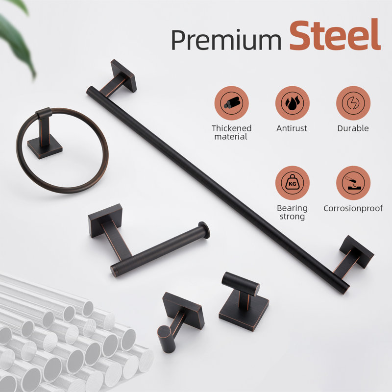 5 Piece Bathroom Hardware Set, Oil Rubbed Bronze