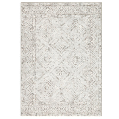 Living Room Rug Washable Rug for Bedroom Vintage Rug Non Slip Area Rug Geometric Throw Rugs Stain Resistant Carpet for Office Nursery Dining Room