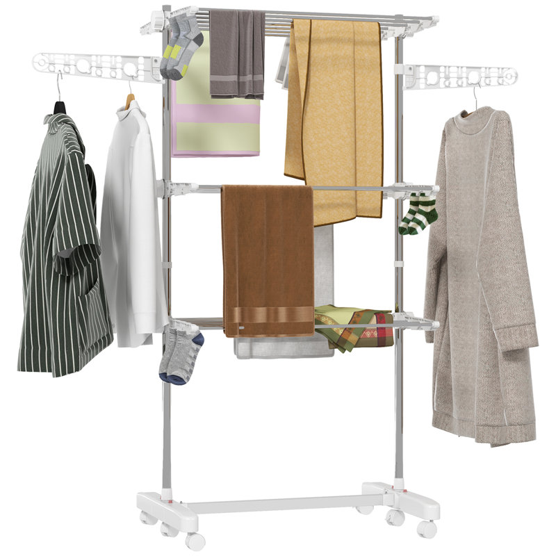 Stainless Steel Foldable Freestanding Drying Rack, 152cm H x 142cm W x 55cm D