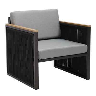 Fauteuil d'extérieur en métal avec coussins Tracee