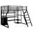 Full Size Metal Gaming Loft Bed With Built-In Work Station, Open Wardrobe, LED And Multiple Storage