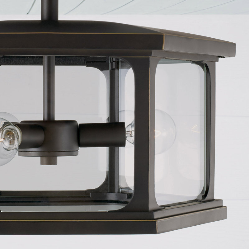 3 - Bulb Outdoor Flush Mount, Oiled Bronze