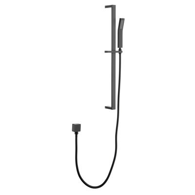 Stainless Steel Handheld Shower With Adjustable Height And Matte Black Exterior 59-Inch Hose Slide Bar In