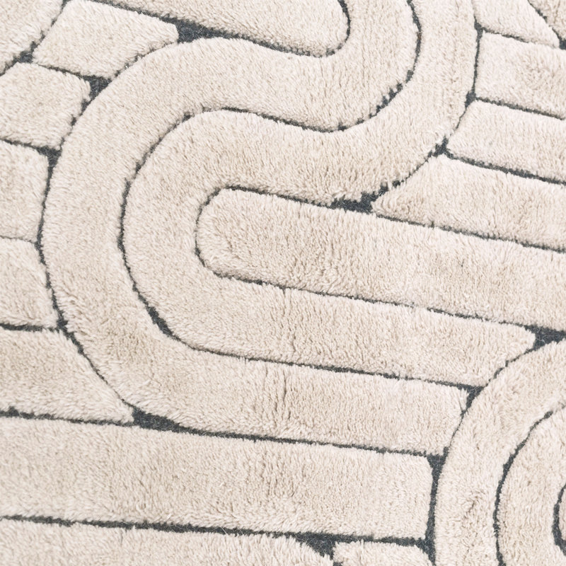 Reality Geometric Area Rug in Cream/Black, Rectangle 5'3" x 7'6"