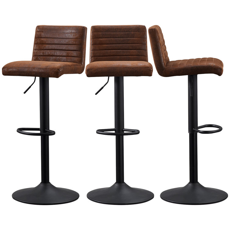 Borough Wharf Sushant Suede Upholstered Height Adjustable Bar Stool ...