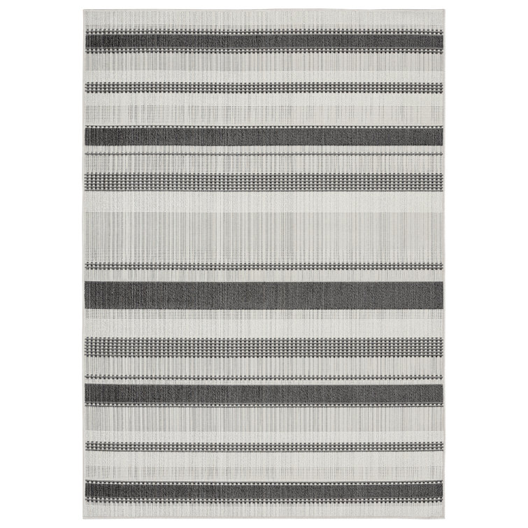 Howle Tripoli Mateo Modern Striped Indoor/Outdoor Area Rug, Charcoal/Cream