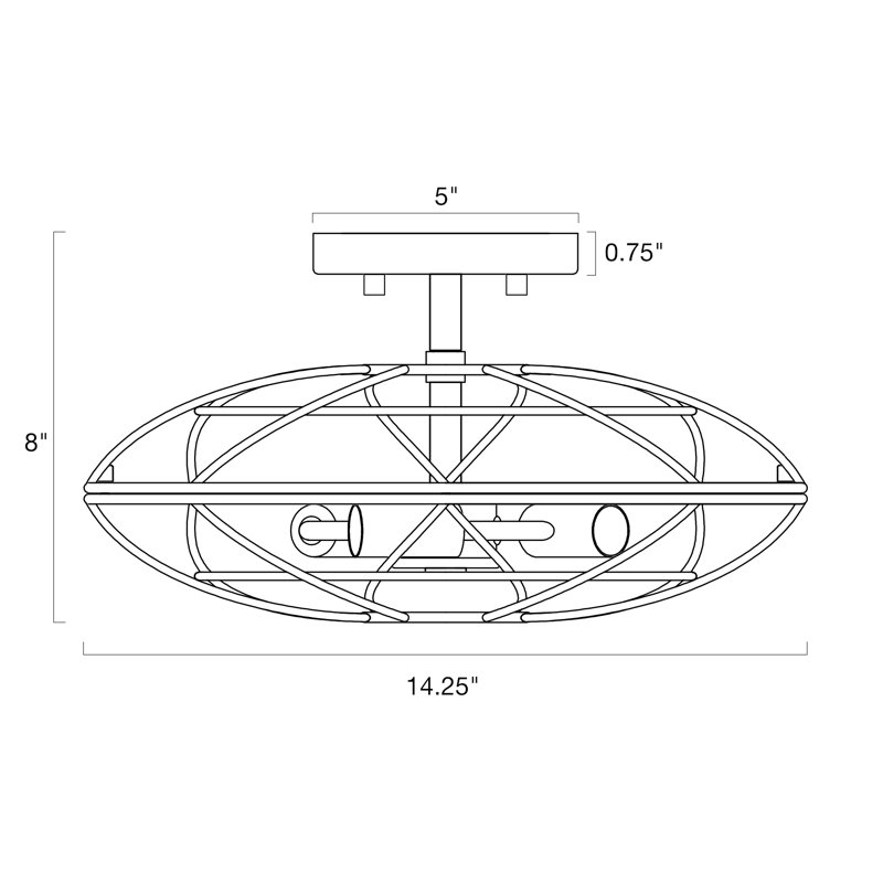 Plafonnier semi-encastré 3 lumières 14,25 po