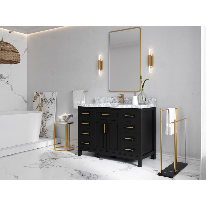 48'' Single Bathroom Vanity with Quartz Top, Empira, Black