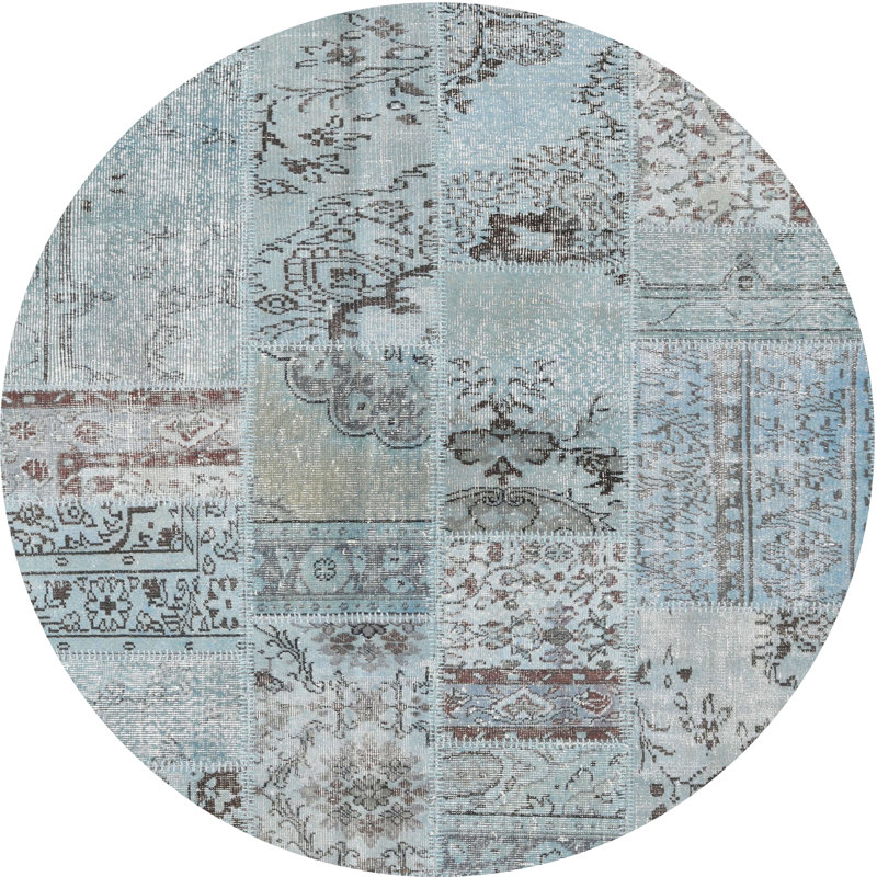 Tapis contemporain bleu, Rond 4 pi