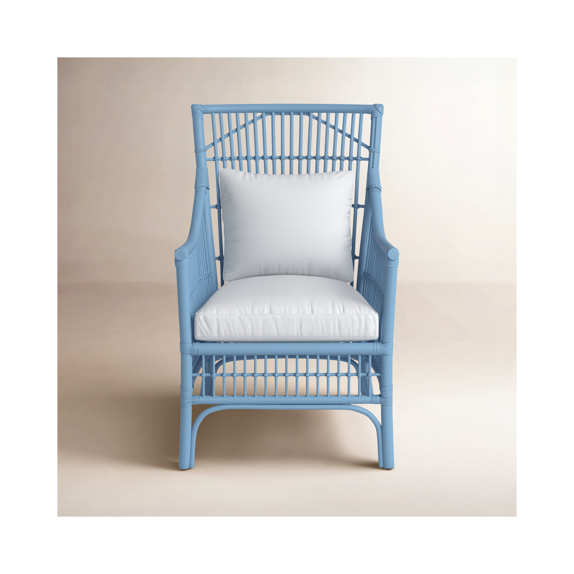 Jamestown Slat Back Rattan Armchair, Blue