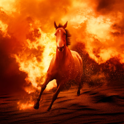 Horse in Fire 1 Piece Wrapped Canvas Wall Art