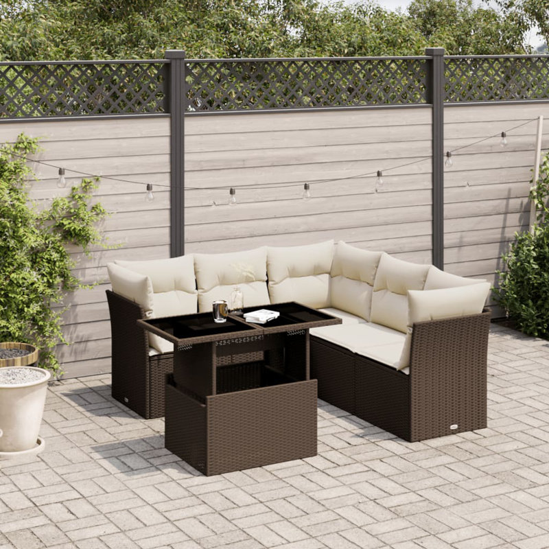 Ensemble de canapé de jardin Vidaxl blanc crème, Brun