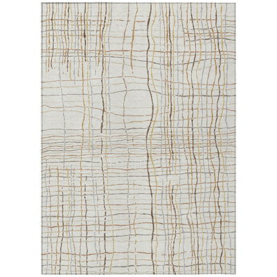 Tapis intérieur lavable rayé ivoire 5 pi x 8 pi