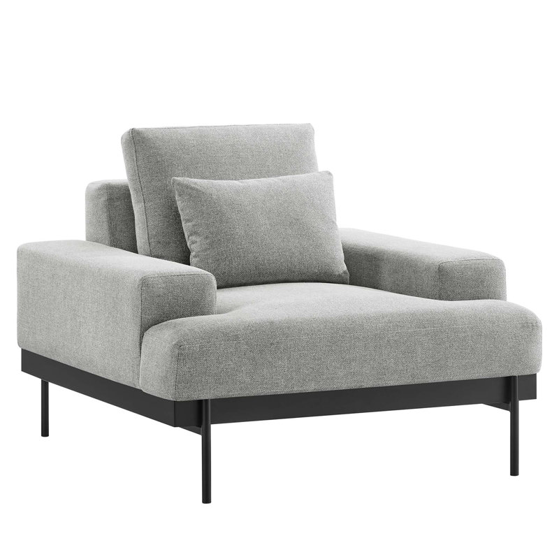 Josiah Upholstered Armchair, Light Gray Polyester