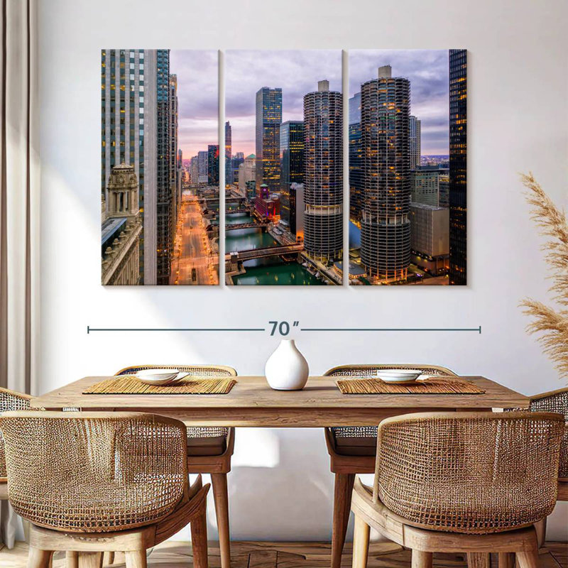 Vue sur la rivière Sirpi Chicago Riverwalk, H 42 po x l 65 po