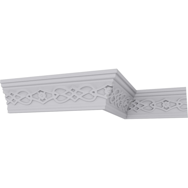 White Intricate Urethane Crown Moulding 94.5" Length