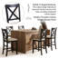 Ensemble de 4 chaises de salle à manger modernes à hauteur de comptoir avec sièges rembourrés rembourrés et dossier en X, fabrication en bois robuste