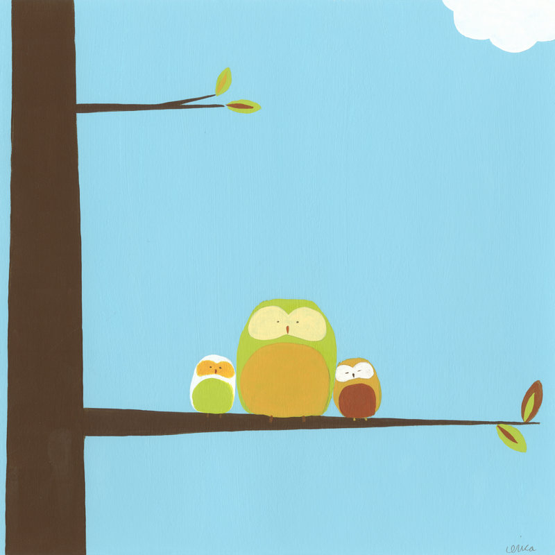 Tree-Top Owls III by June Erica Vess - Wrapped Canvas Print, 76cm H x 76cm W x 3.8cm D