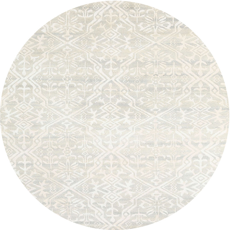 Tapis crème / gris Southwestern, Rond 3 pi