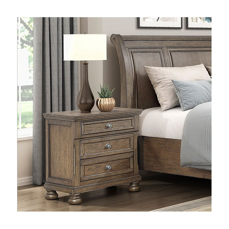Table de chevet transitionnelle brun antique 1pc