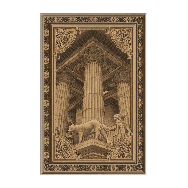 Machine Washable Pelico Persepolis Ruins Iran Classic Oriental Rug in Brown – Beige Binding, 6x9