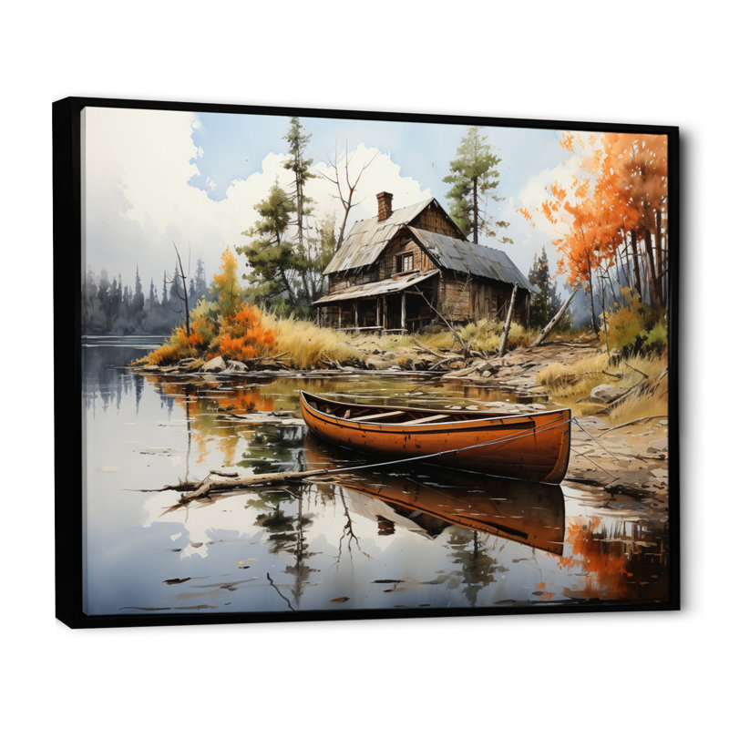 Betsi Brown Lakehouse Reflections of Solitude III - impression, H 24 po x l 32 po x P 1 po, Cadre flottant noir