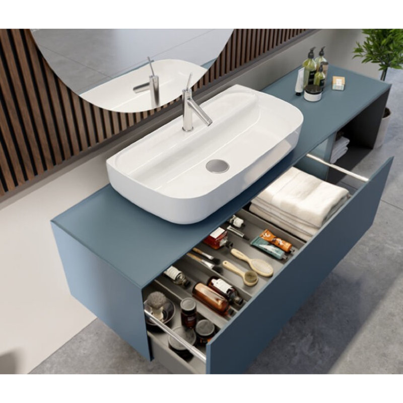 Lavabo de salle de bain rectangulaire en céramique avec trop-plein 16,6 po CeraStyle, Robinets monotrou